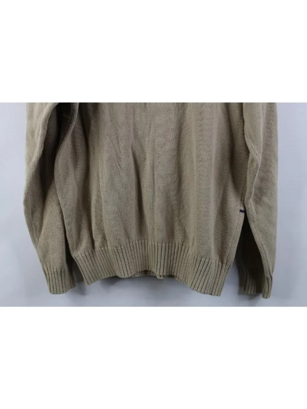 Vintage 90s Streetwear Mens Large Striped Cotton Cable Knit Crewneck Sweater